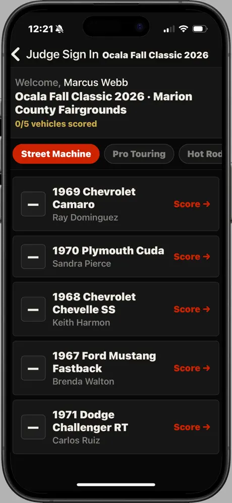 Score vehicles by class